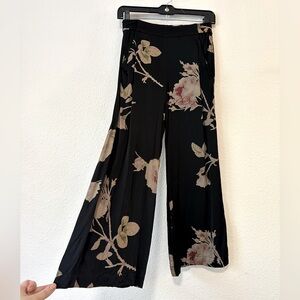 Floral satin wide leg pants (XS)